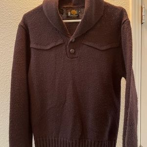 1970s Mens Soft Brown Sweater with Shoulder Yoke